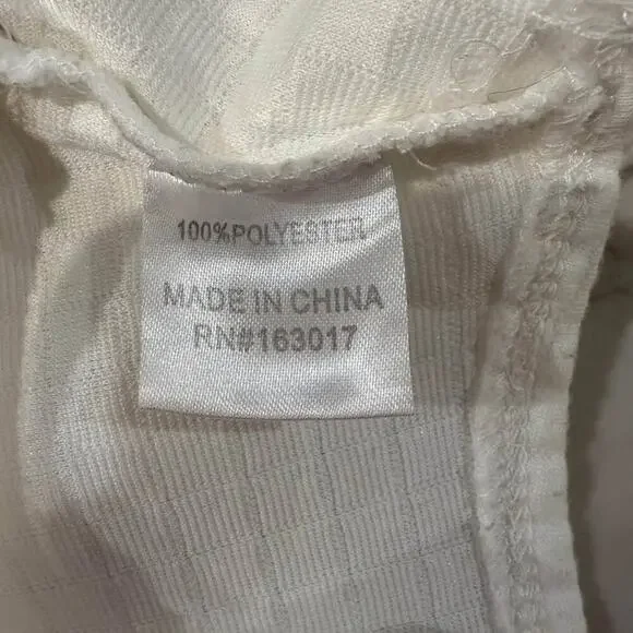 Princess Polly Waffle Knit Lounge Crop Top Women's 6 White Side Zipper Bra Comfy - Picture 6 of 6